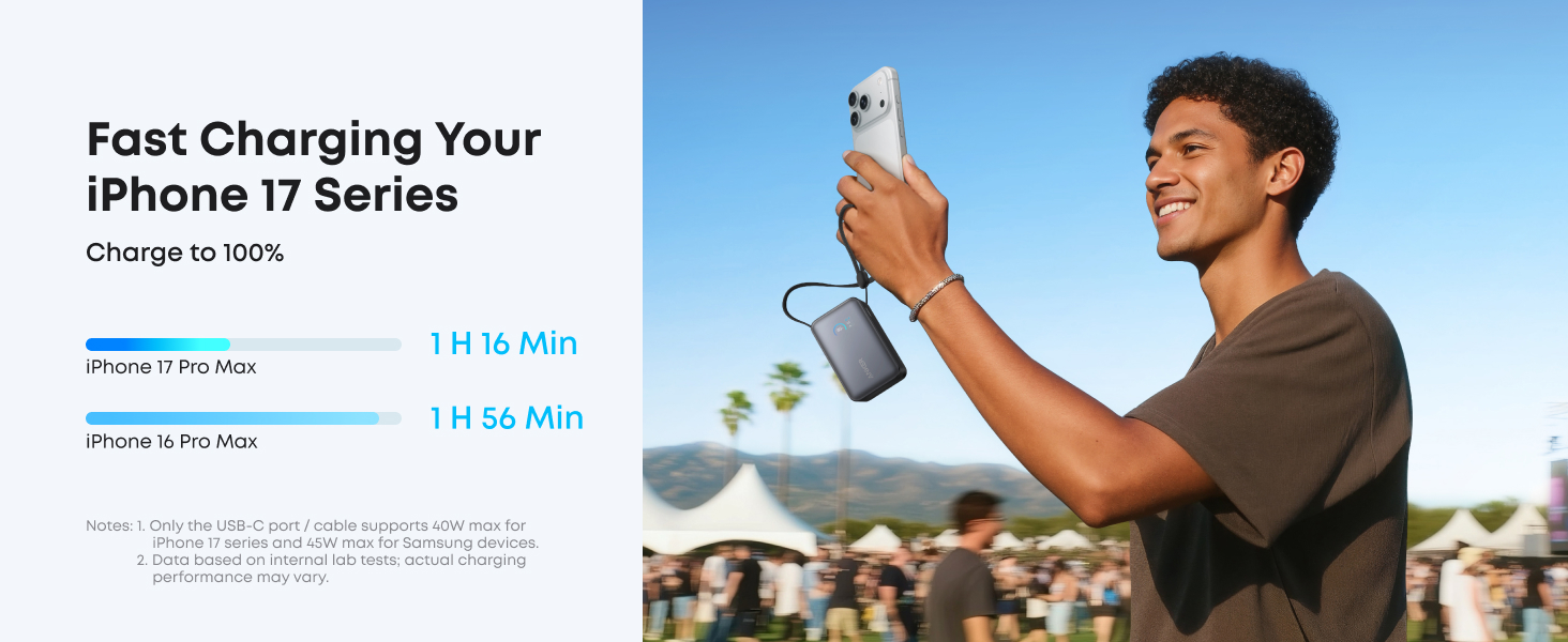 Anker Nano Power Bank 10K, 45W, Built-In Retractable USB-C Cable