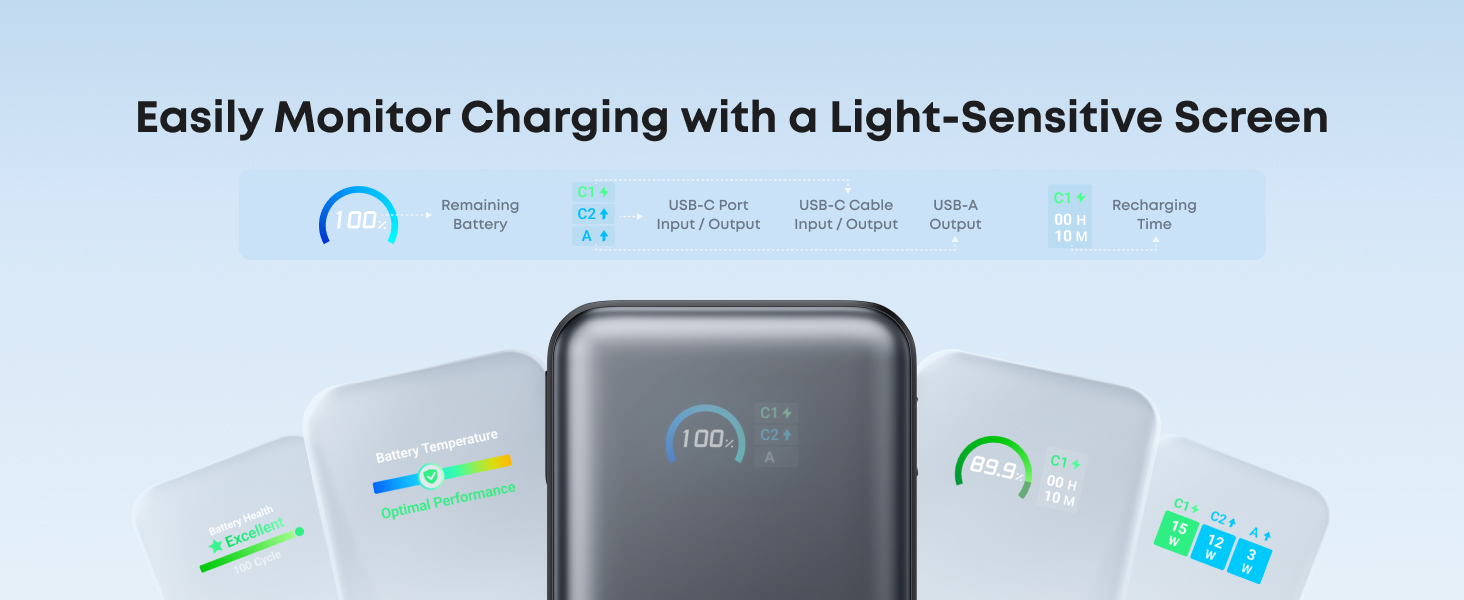Anker Nano Power Bank 10K, 45W, Built-In Retractable USB-C Cable