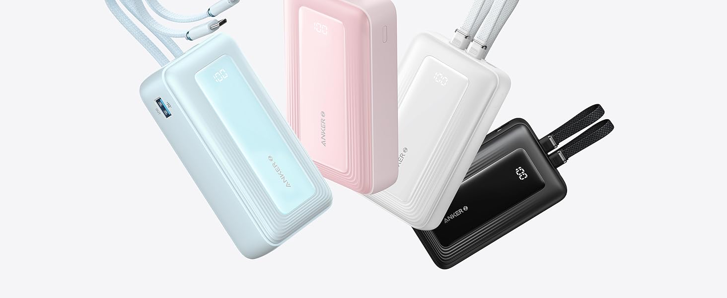 Anker Zolo Power Bank 20K, 30W, Built-In USB-C Cable