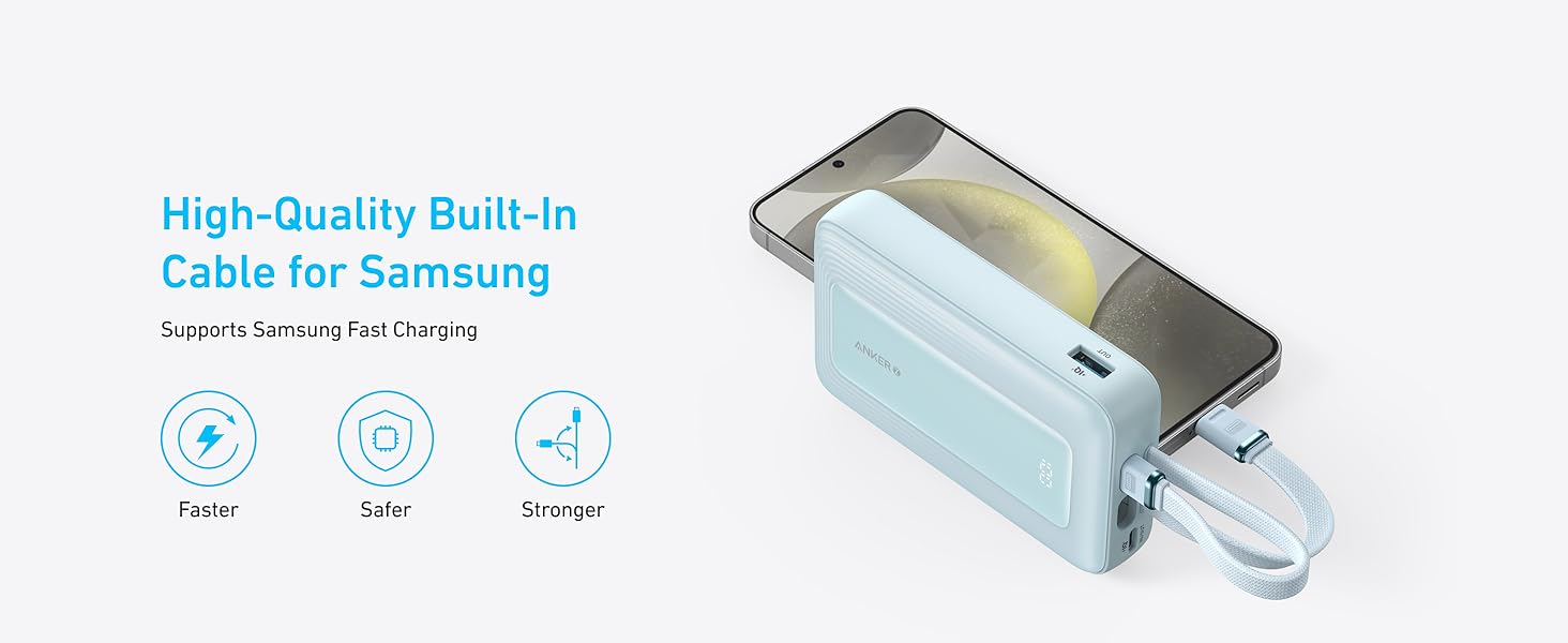 Anker Zolo Power Bank 20K, 30W, Built-In USB-C Cable