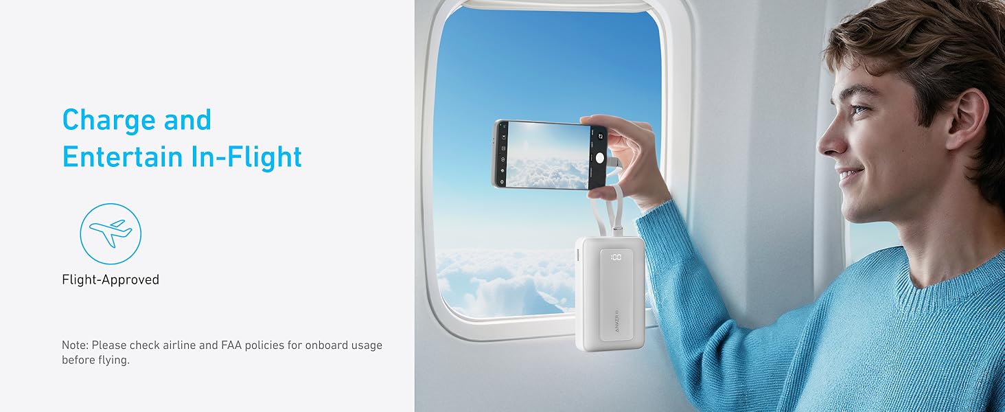 Anker Zolo Power Bank 20K, 30W, Built-In USB-C Cable