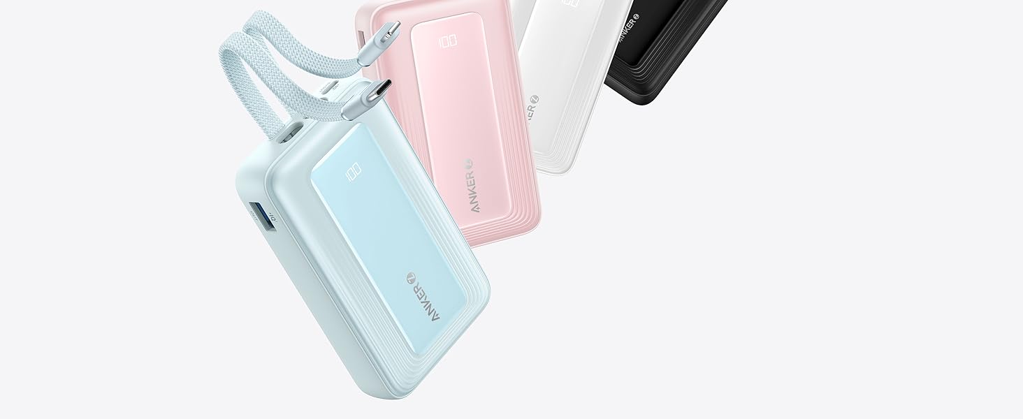 Anker Zolo Power Bank 10K, 35W, Built-In Dual USB-C Cable