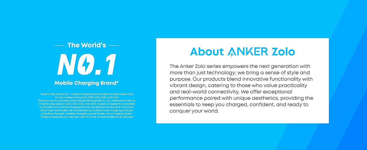 Anker Zolo Power Bank 10K, 35W, Built-In Dual USB-C Cable