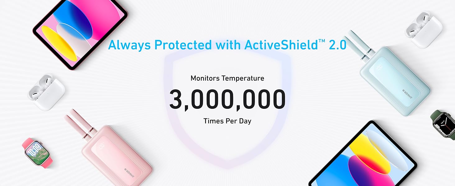 Anker Zolo Power Bank 10K, 35W, Built-In Dual USB-C Cable