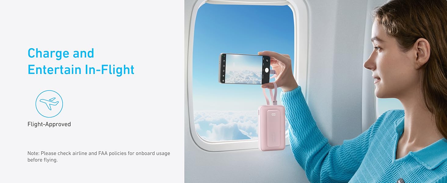 Anker Zolo Power Bank 10K, 35W, Built-In Dual USB-C Cable