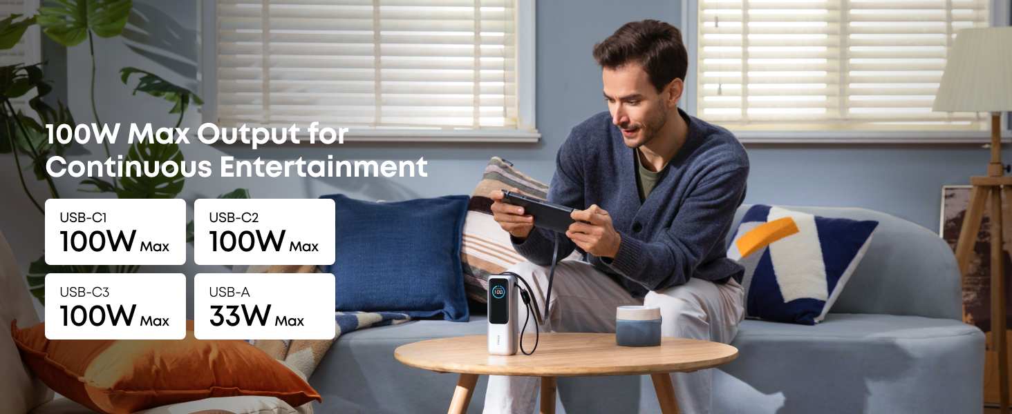 Anker Zolo Power Bank 25K, 165W, Built-In USB-C