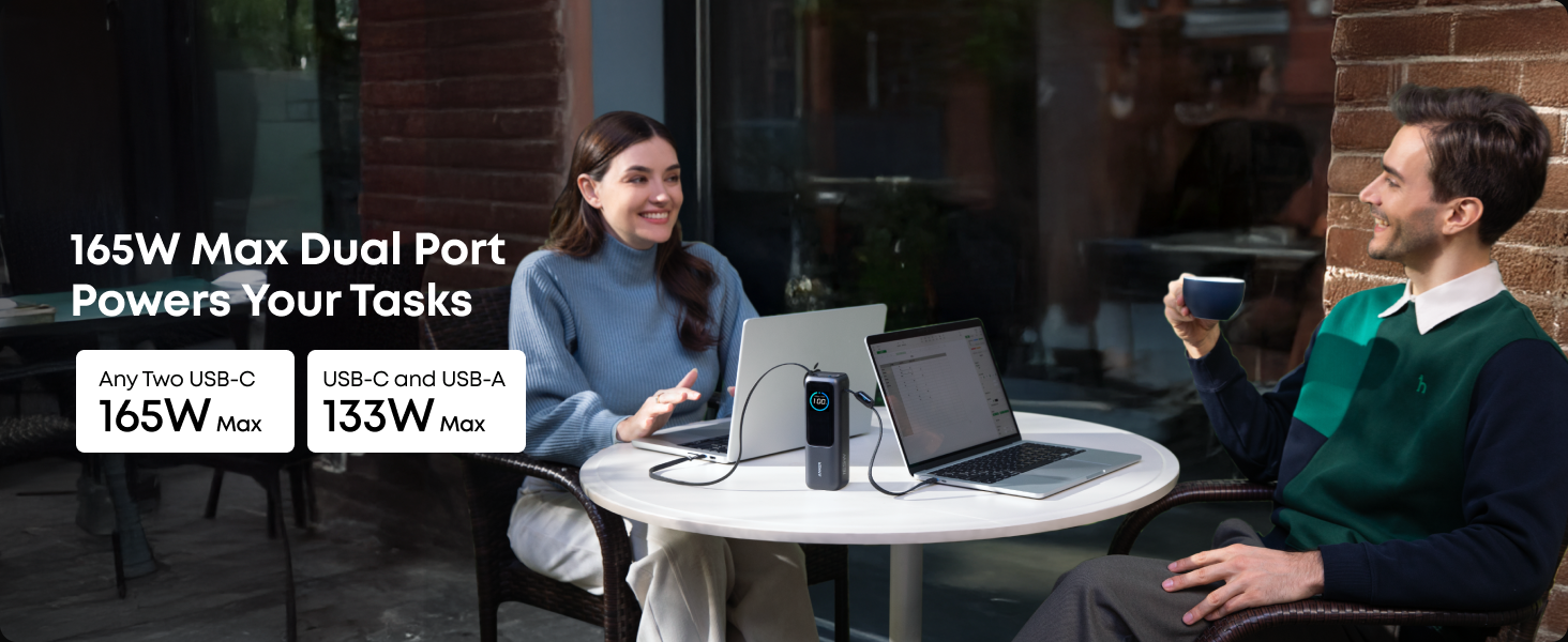 Anker Zolo Power Bank 25K, 165W, Built-In USB-C