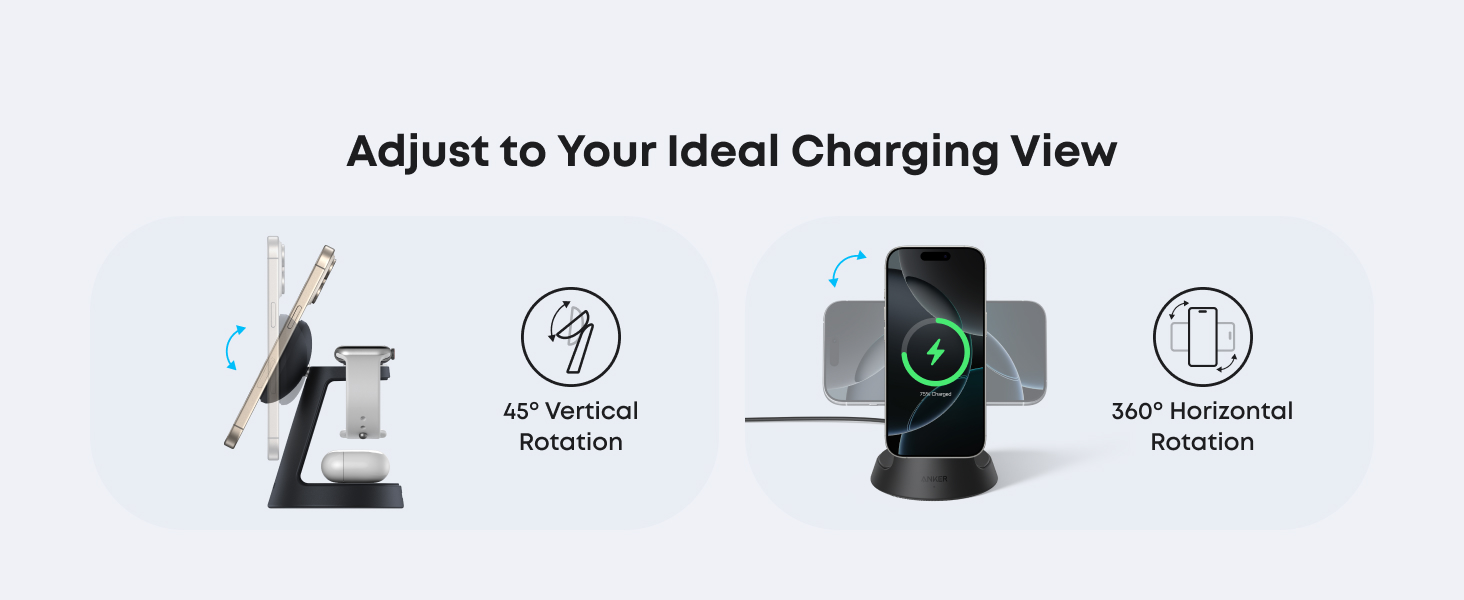 Anker MagGo Wireless Charging Station 3-in-1, Dock Stand cable and charger bundle