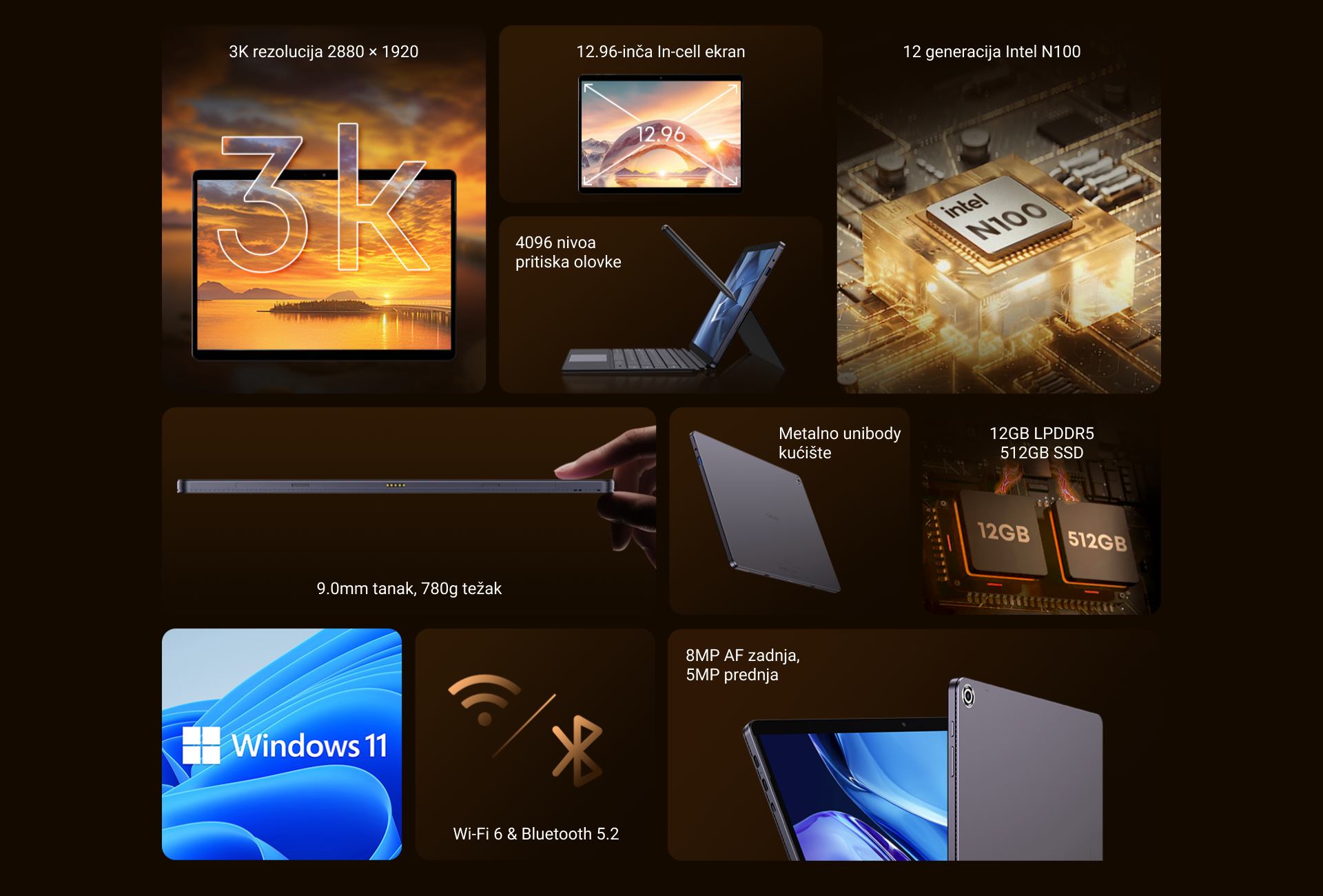 CHUWI Hi10 Max 12.9 inča (Intel N150, 16GB, 512GB SSD, Win 11 Home) tablet