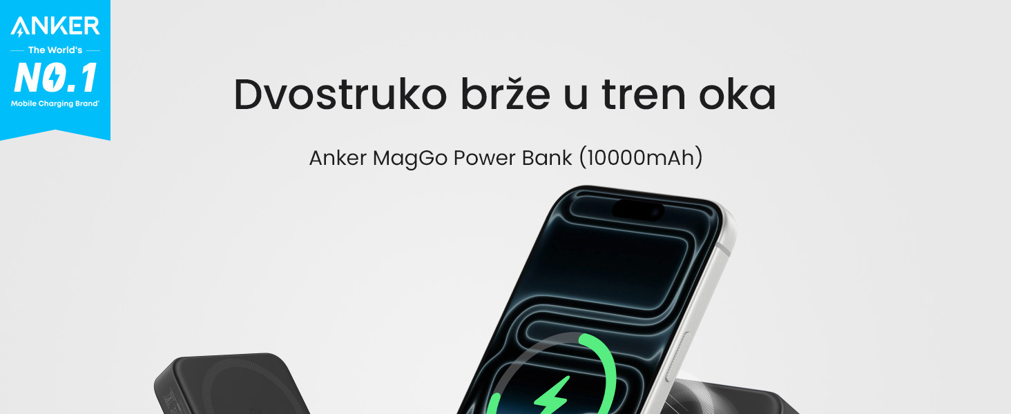 Anker MagGo 10000mAh, 27W, bežični Power Bank crni