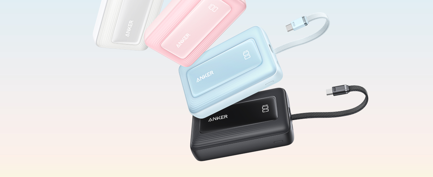 Anker Zolo 20000mAh, 22.5W, sa ugrađenim USB-C kablom, Power Bank crni