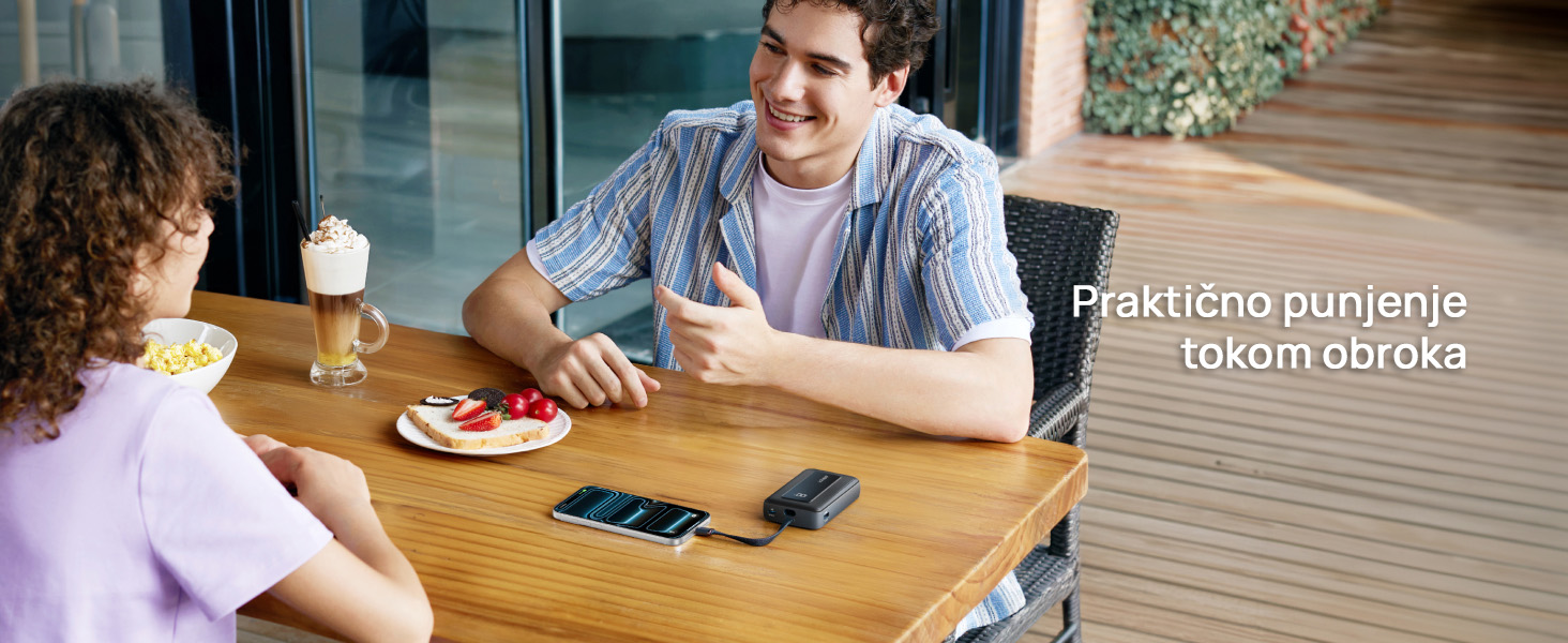 Anker Zolo 20000mAh, 22.5W, sa ugrađenim USB-C kablom, Power Bank crni