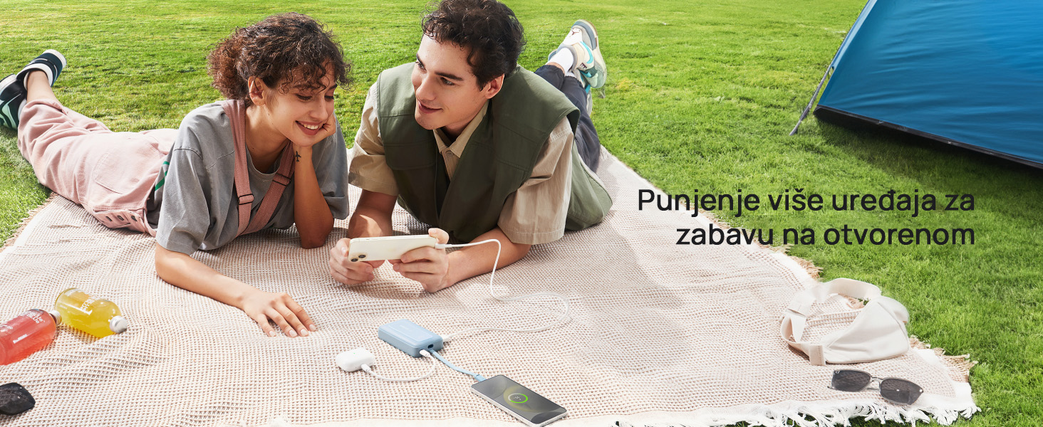 Anker Zolo 20000mAh, 22.5W, sa ugrađenim USB-C kablom, Power Bank crni