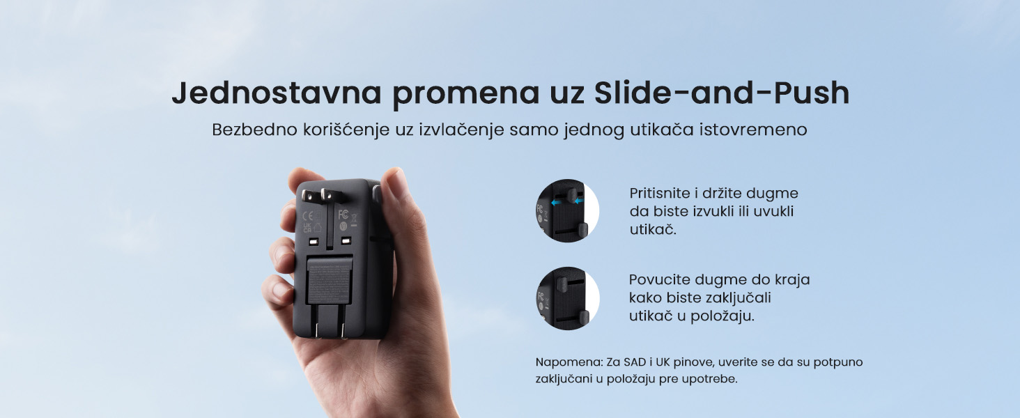 Anker Nano 20W putni zidni punjač 5-portova (2x USB-A, 2x USB-C, utičnica EU na US, UK, AU i EU), crni