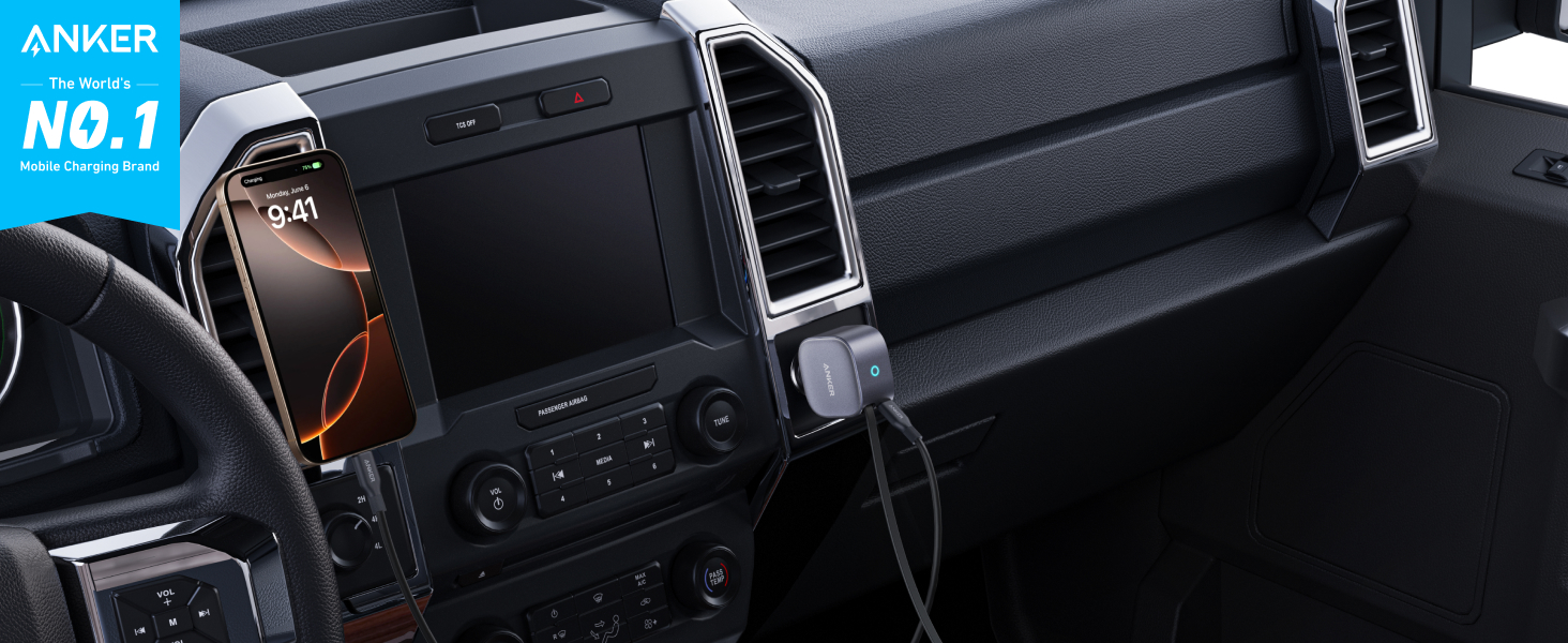 Anker Nano 75W, sa ugrađenim USB-C kablom na izvlačenje i USB-C portom, auto punjač