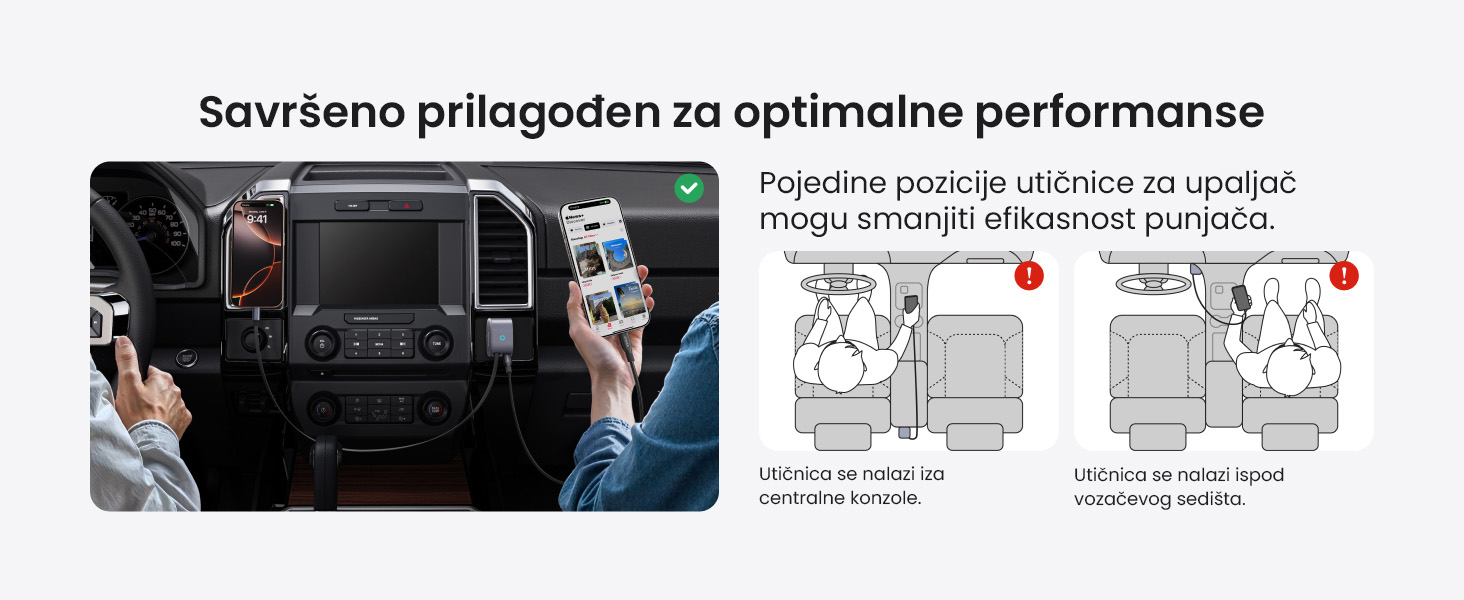 Anker Nano 75W, sa ugrađenim USB-C kablom na izvlačenje i USB-C portom, auto punjač