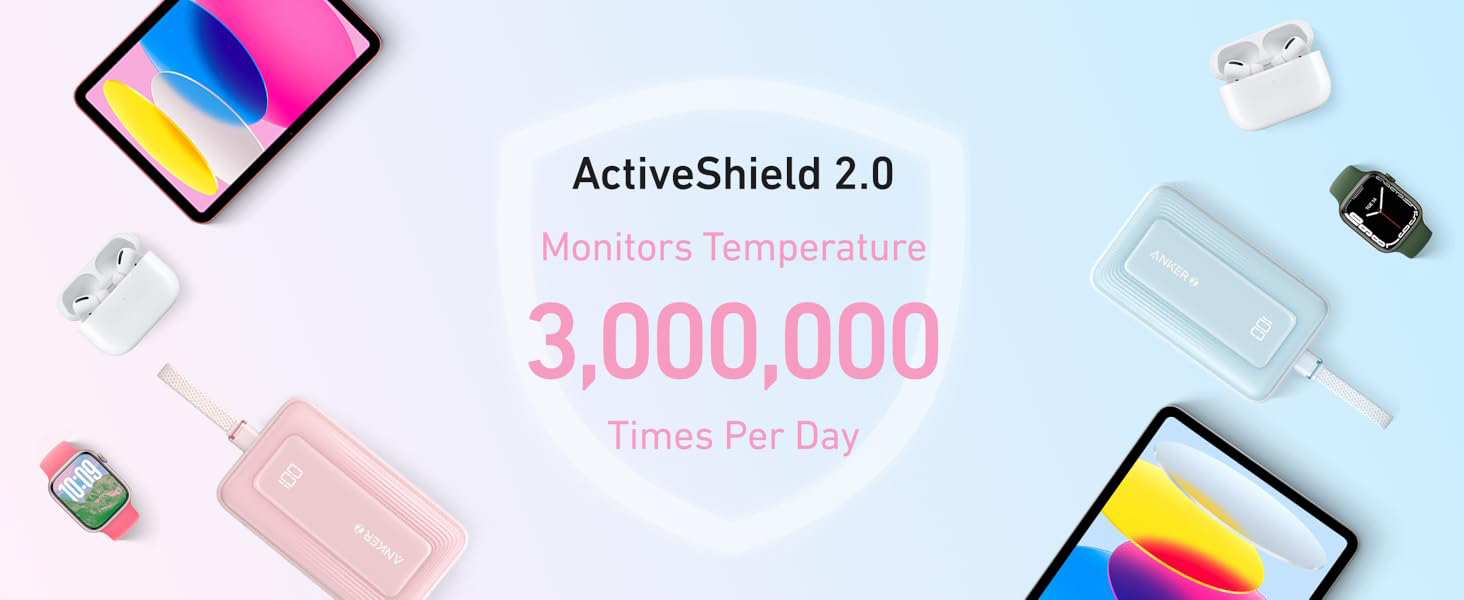 Anker Zolo 20000mAh, 30W, sa ugrađenim USB-C kablom, Power Bank beli