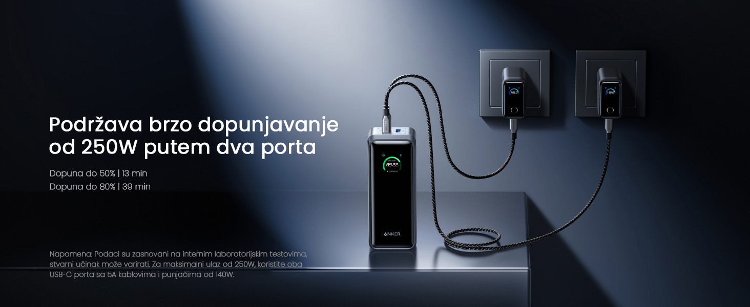 Anker Prime 26250mAh, 300W, Power Bank crni