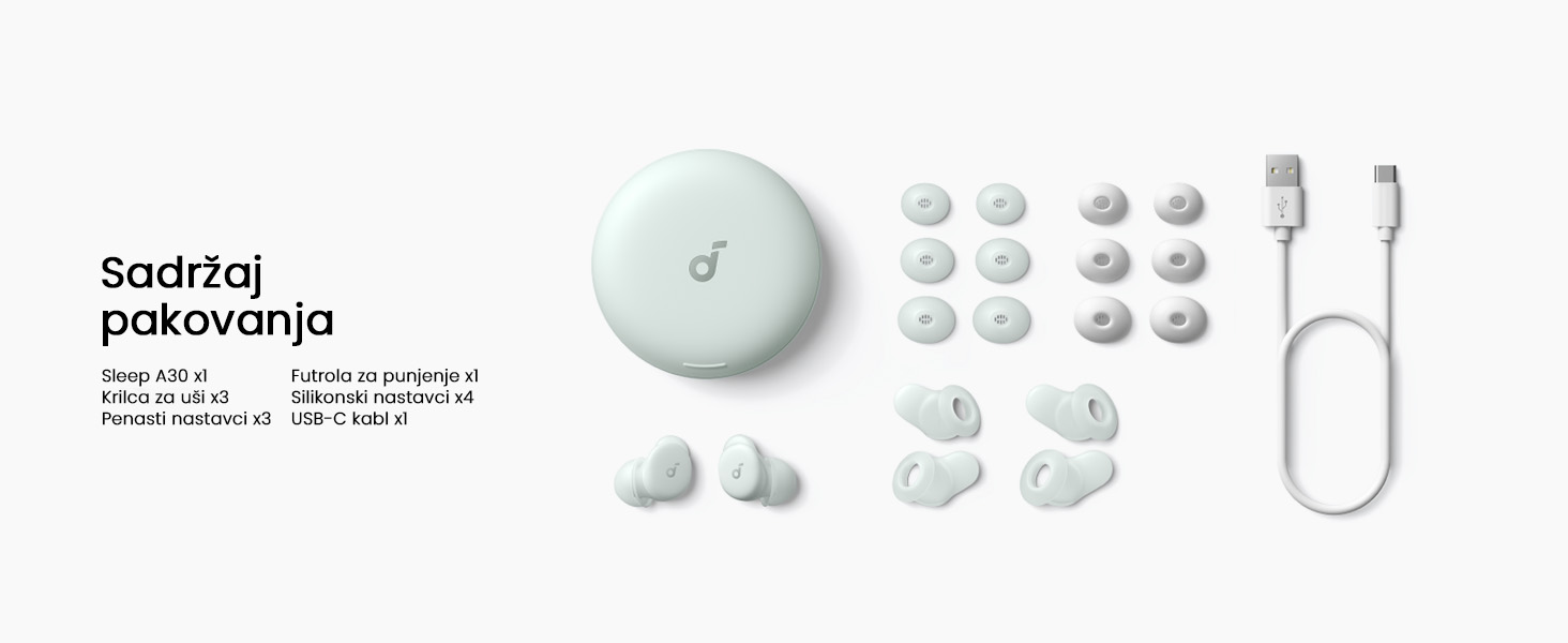 Anker Soundcore Sleep A30 Noise Masking bluetooth bežične bubice zelene