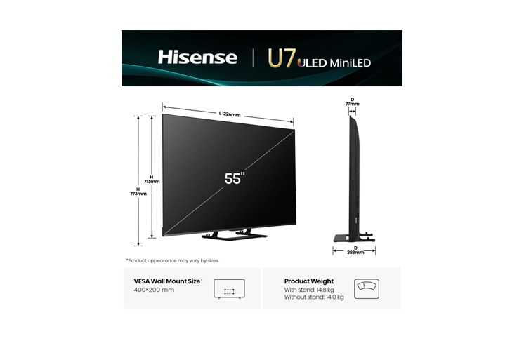Hisense 55 inča 55U7Q ULED Mini-LED 4K UHD Smart TV