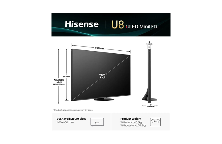 Hisense 75 inča 75U8Q ULED Mini-LED 4K UHD Smart TV