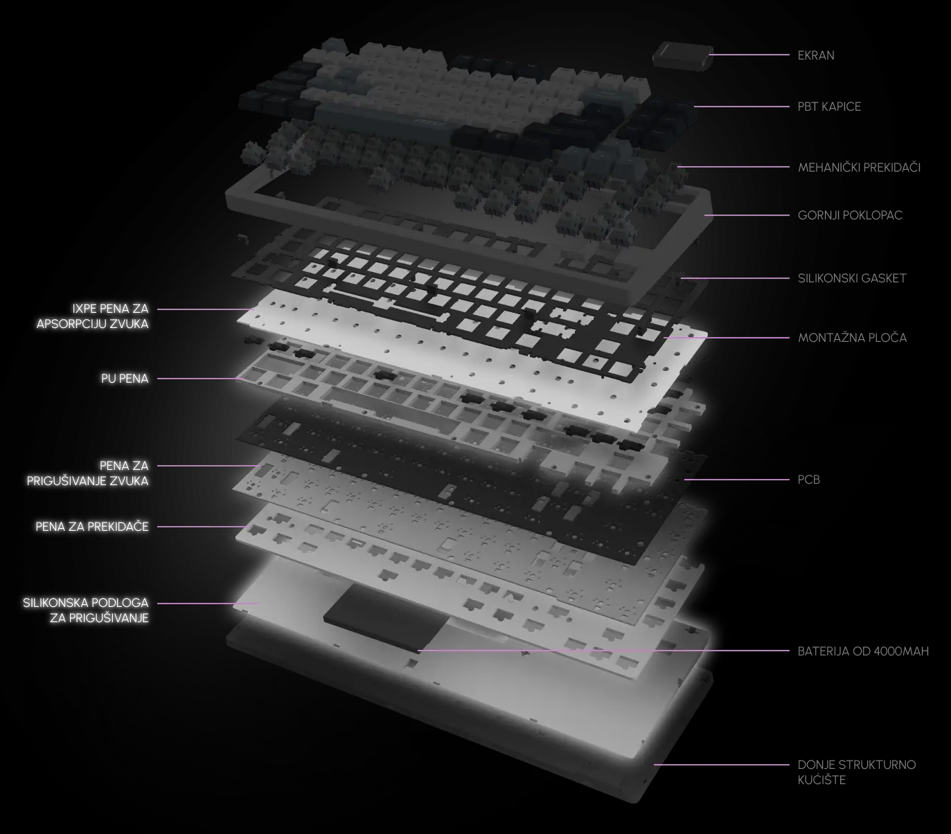 MSI FORGE GK600 TKL SKY US wireless tastatura