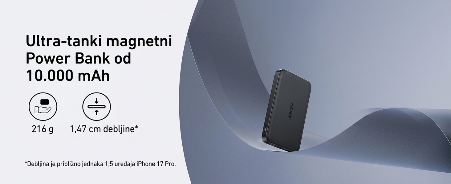 Anker MagGo 10000mAh, 15W, magnetno bežični Power Bank