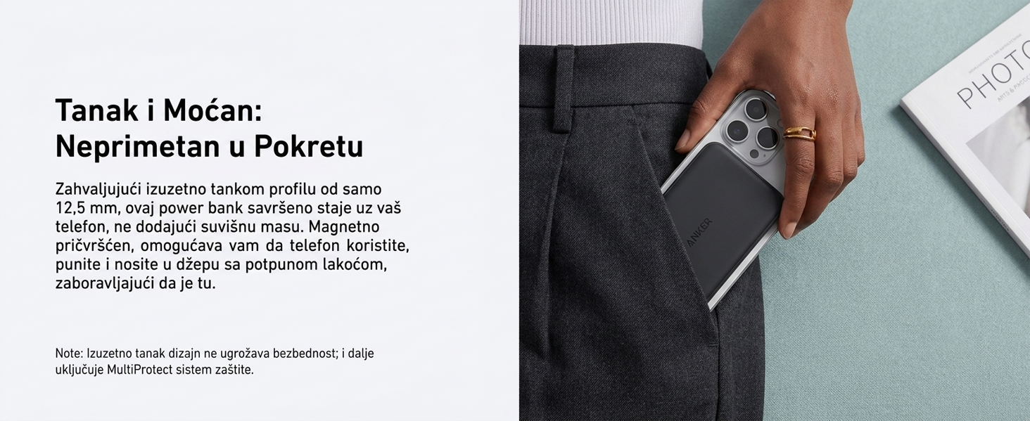 Anker MagGo 10000mAh, 15W, magnetno bežični Power Bank