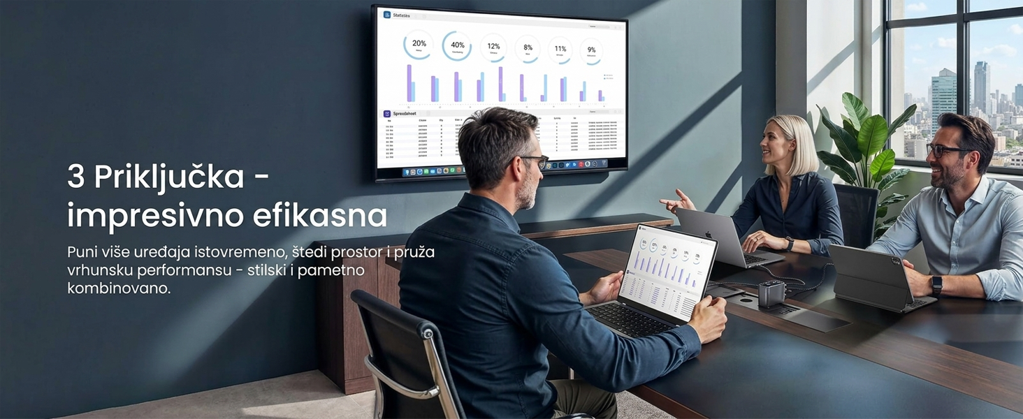 Anker Prime 160W GaN zidni brzi punjač, 3-porta (3x USB-C)