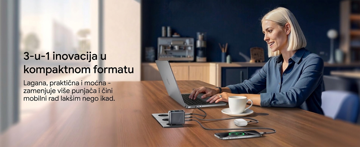 Anker Prime 160W GaN zidni brzi punjač, 3-porta (3x USB-C)