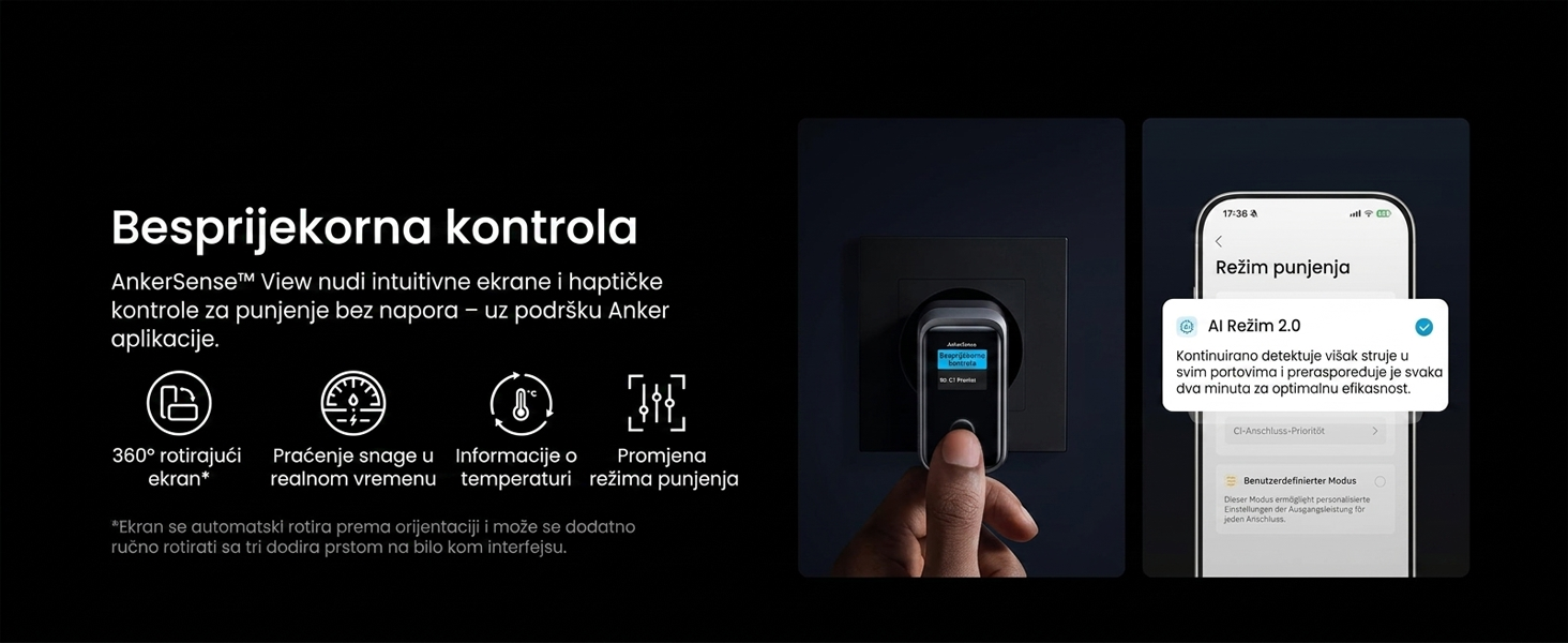 Anker Prime 160W GaN zidni brzi punjač, 3-porta (3x USB-C)