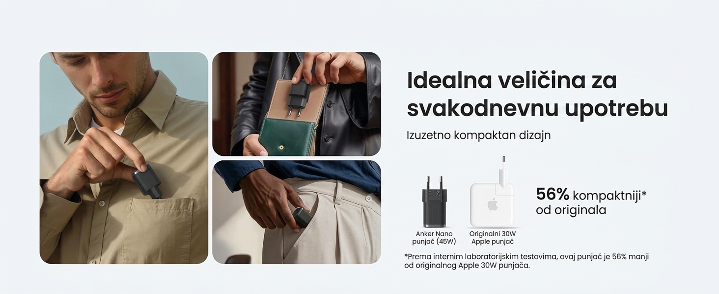 Anker Nano 45W putni zidni punjač, USB-C port
