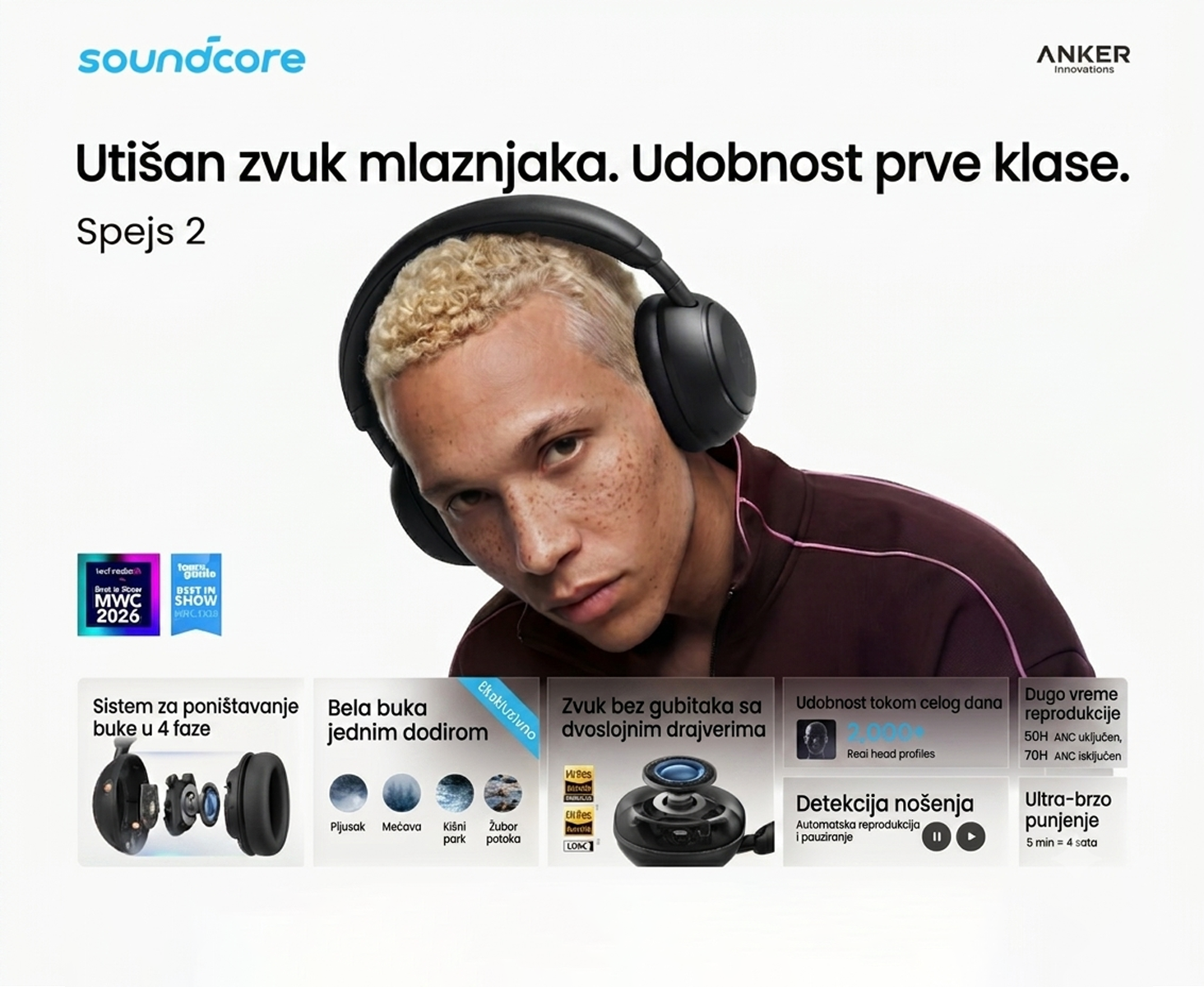 Anker Soundcore Space 2 ANC BT slušalice