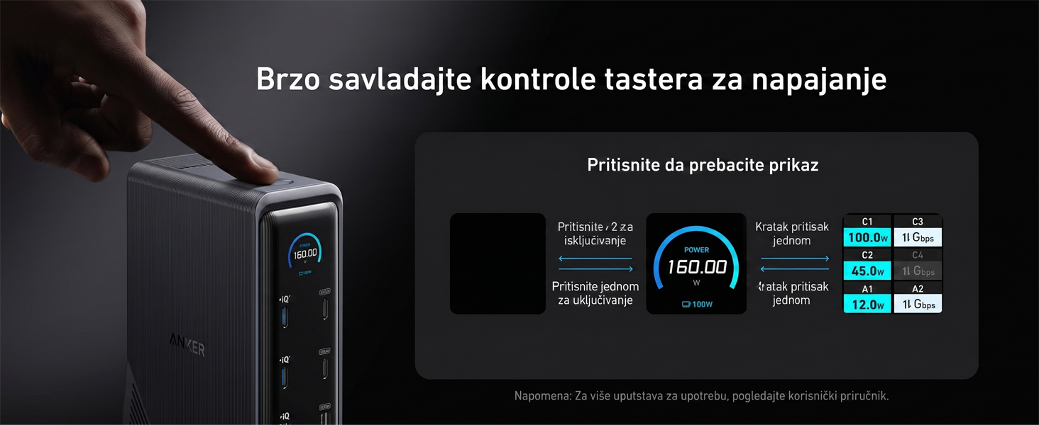 Anker Prime Docking Stanica 160W, 14u1, Dual Display
