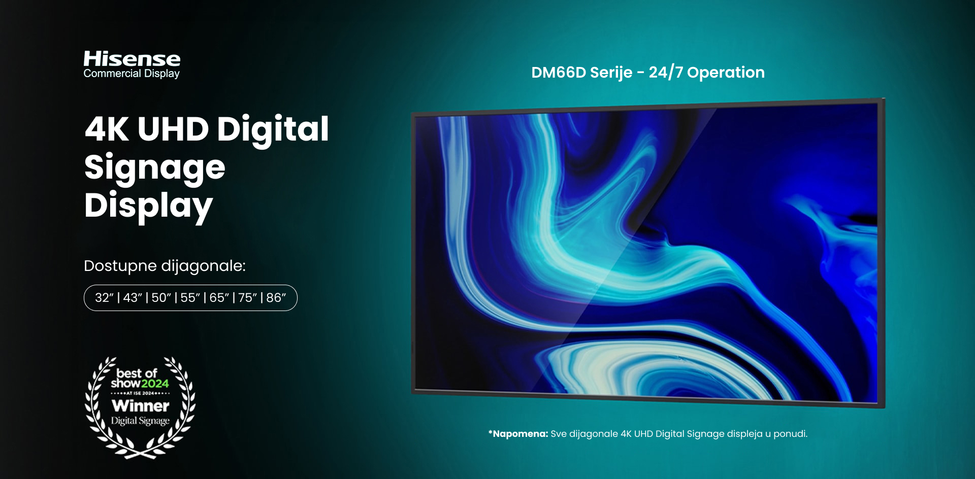 DM Serija Digital Signage Display - 24/7 Operation