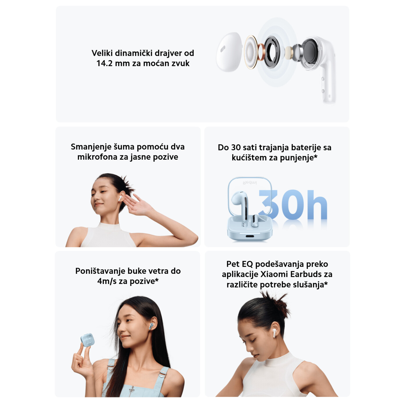 XIAOMI Redmi Buds 6 Active slušalice crne/bele/plave/roze