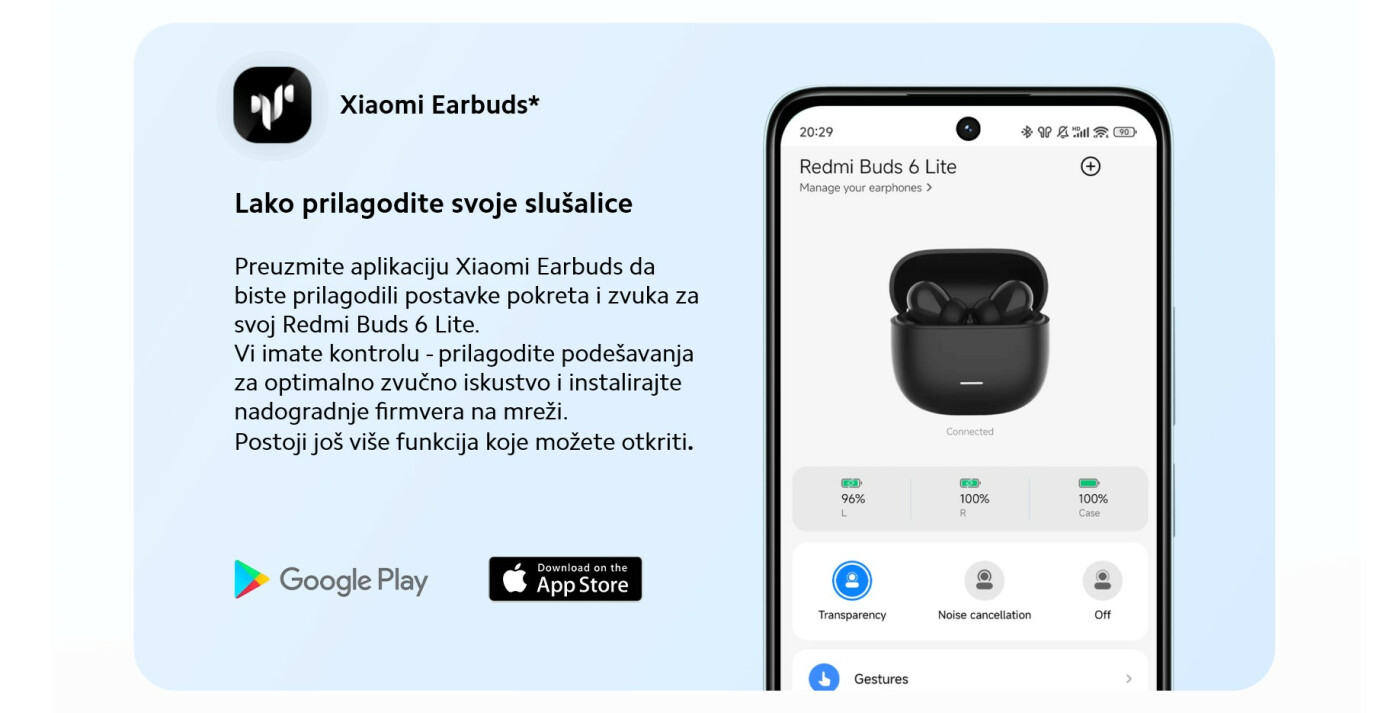 XIAOMI | BHR8653GL | BHR8655GL | Redmi Buds 6 Lite slušalice crne/bele