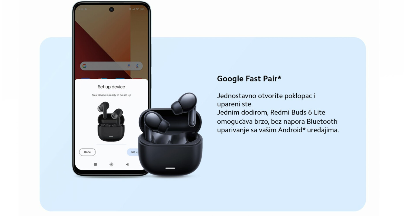 XIAOMI | BHR8653GL | BHR8655GL | Redmi Buds 6 Lite slušalice crne/bele
