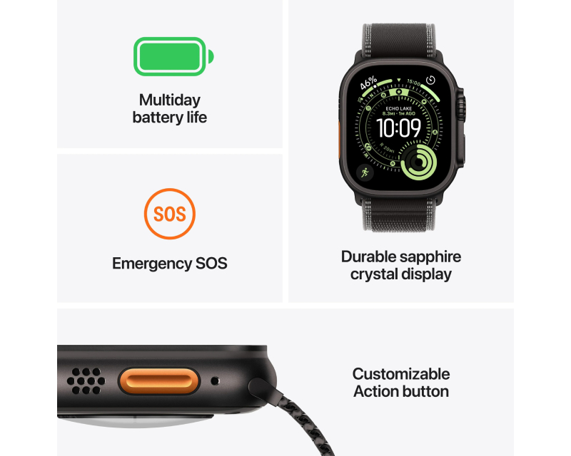 Watch Ultra 3 Cellular 49mm Black Titanium Case with Black Alpine Loop - Medium (mf0v4se/a)