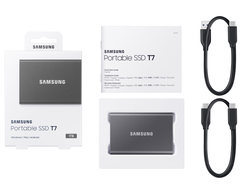 SAMSUNG Portable T7 1TB Eksterni SSD MU-PC1T0T Sivi