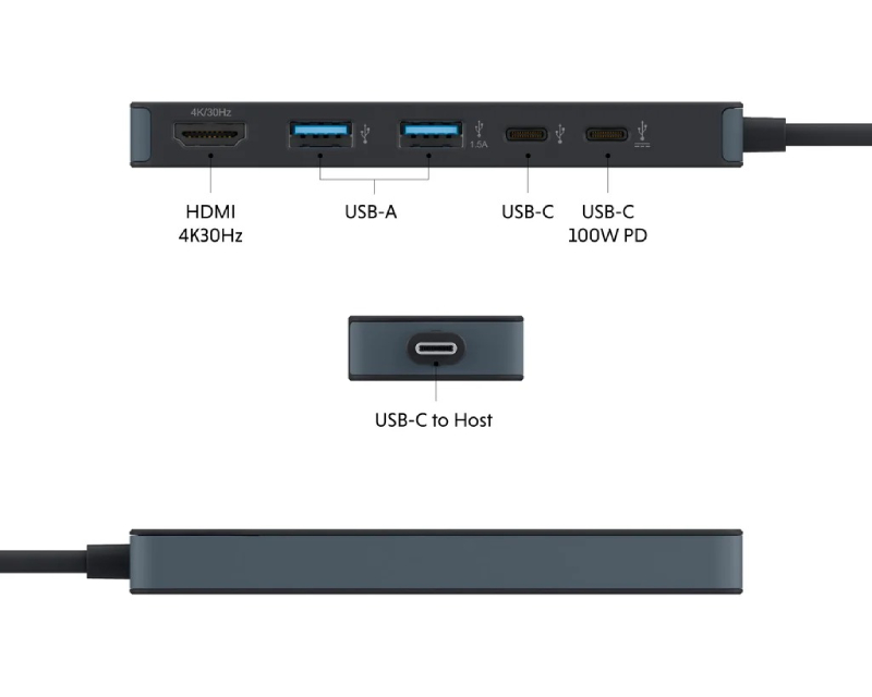 HyperDrive Flex 5 Port USB-C Hub crni (HD4101BKGL)