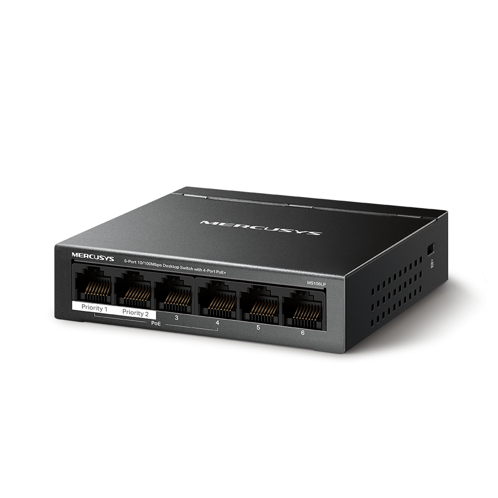 MS106LP(UN) 6-Port 10/100Mbps Desktop Switch with 4-Port PoE+