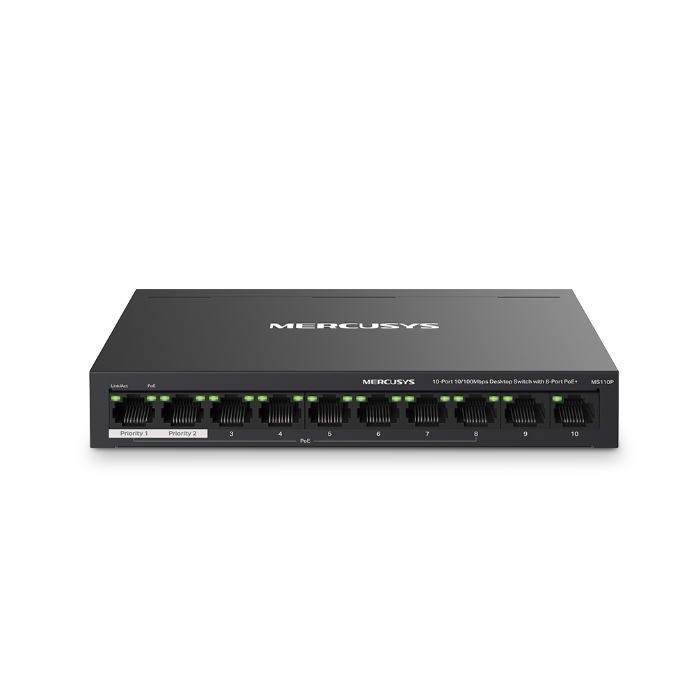 MS110P(UN) 0-Port 10/100Mbps Desktop Switch with 8-Port PoE+