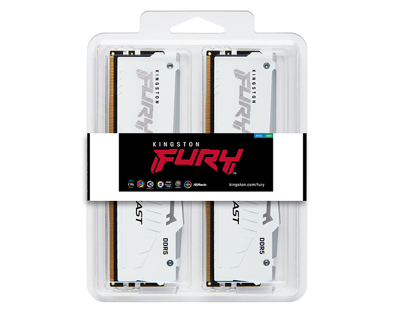 DIMM DDR5 32GB (2x16GB kit) 6400MT/s KF564C32BWEAK2-32 FURY Beast White RGB EXPO