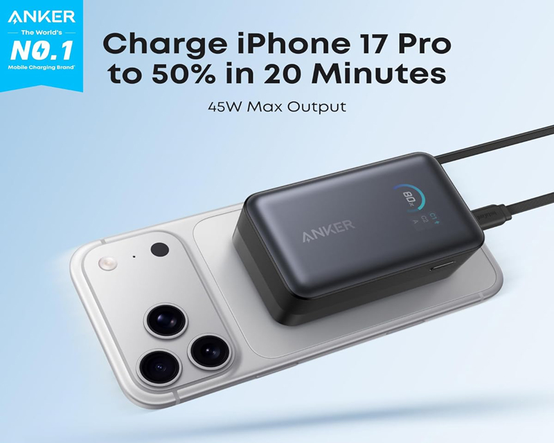 Nano 10000mAh, 45W, sa ugrađenim USB-C kablom na izvlačenje, Power Bank crni