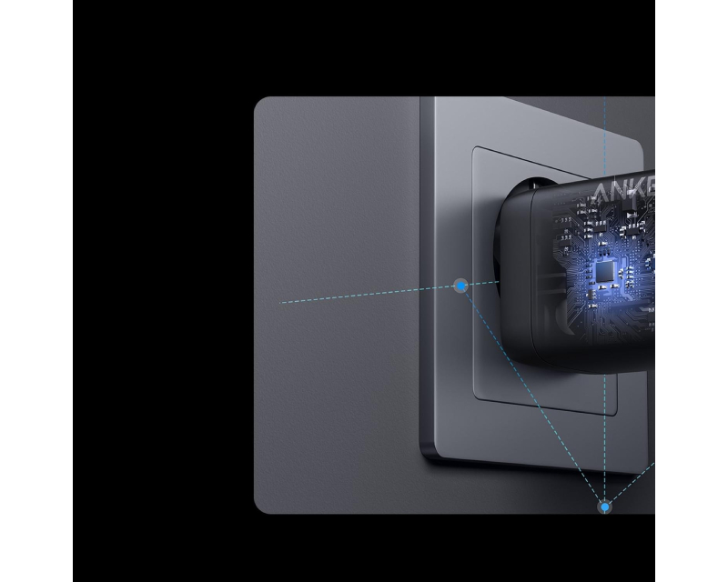 Prime 67W GaN zidni brzi punjač, 3-porta (2x USB-C i 1x USB-A) crni