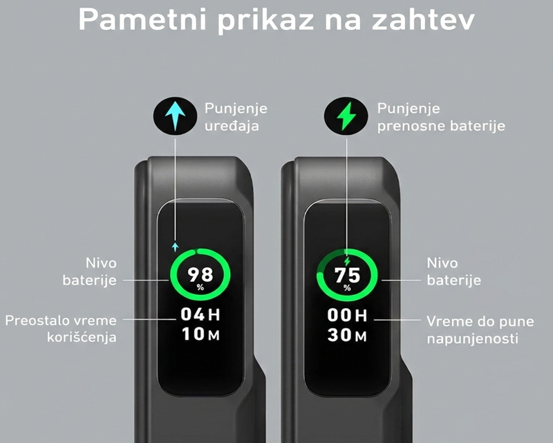 MagGo 10000mAh, 27W, bežični power bank, crni