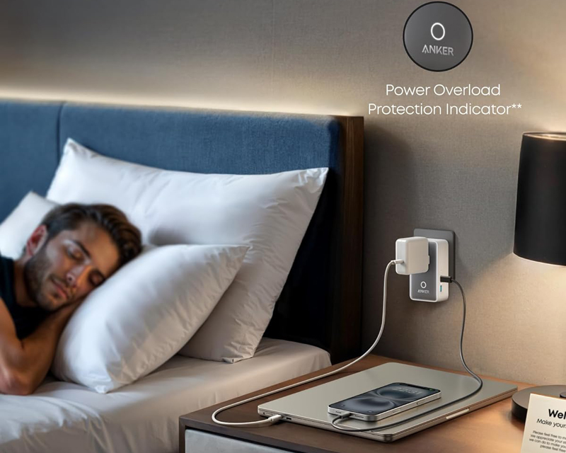 Nano 20W putni zidni punjač 5-portova (2x USB-A, 2x USB-C, utičnica EU na US, UK, AU i EU), beli
