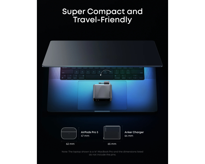 Prime 160W GaN zidni brzi punjač, 3-porta (3x USB-C) srebrni