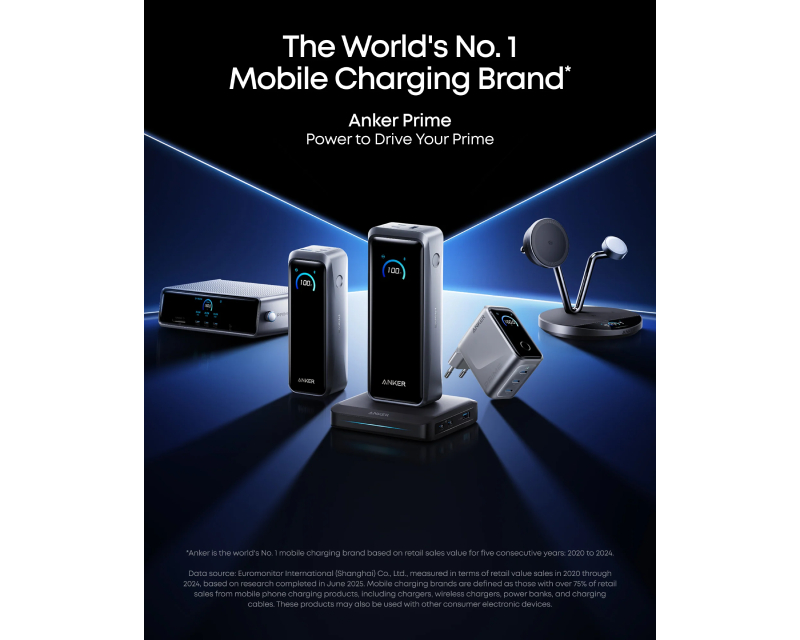 Prime 160W GaN zidni brzi punjač, 3-porta (3x USB-C) srebrni